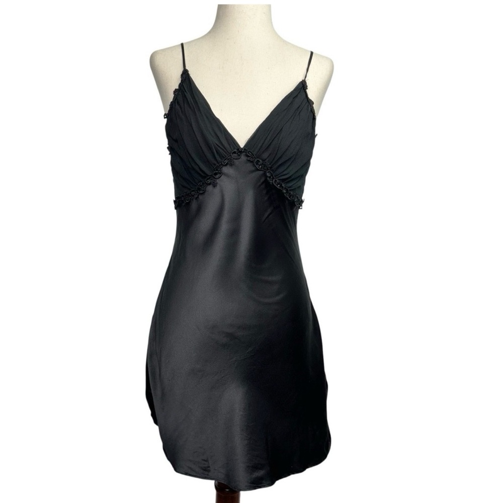 Victoria's Secret Black Satin Chemise Slip